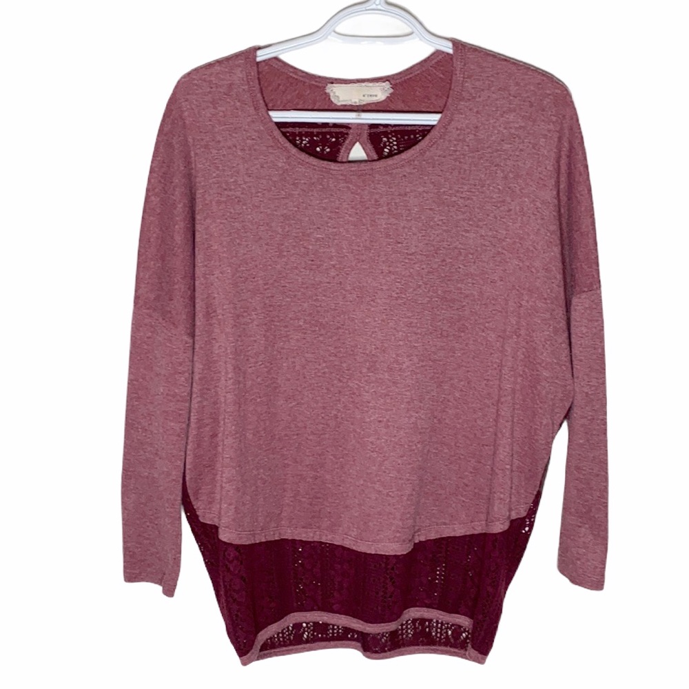 Areve long Sleeve Top With Lace Detailed Bottom size S